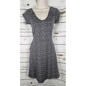 Pact Cross Back Print Knit Dress S Short Sleeves Organic Cotton Blend Womens
